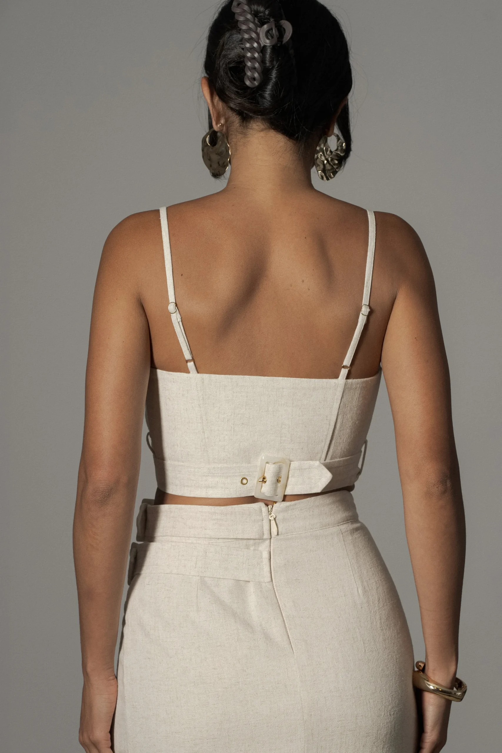 JLUXLABEL Natural Sunrise Linen Bustier