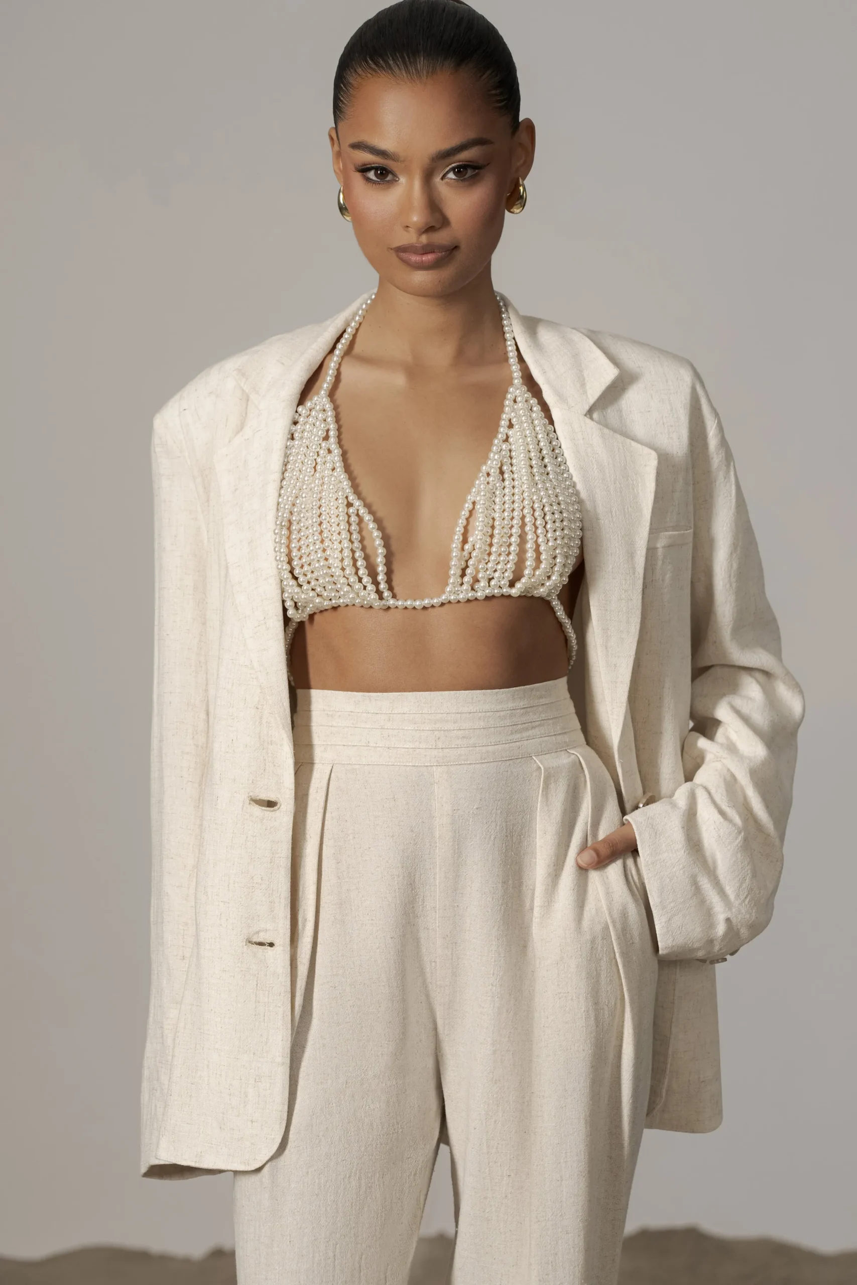 JLUXLABEL Natural Villa Views Linen Trousers