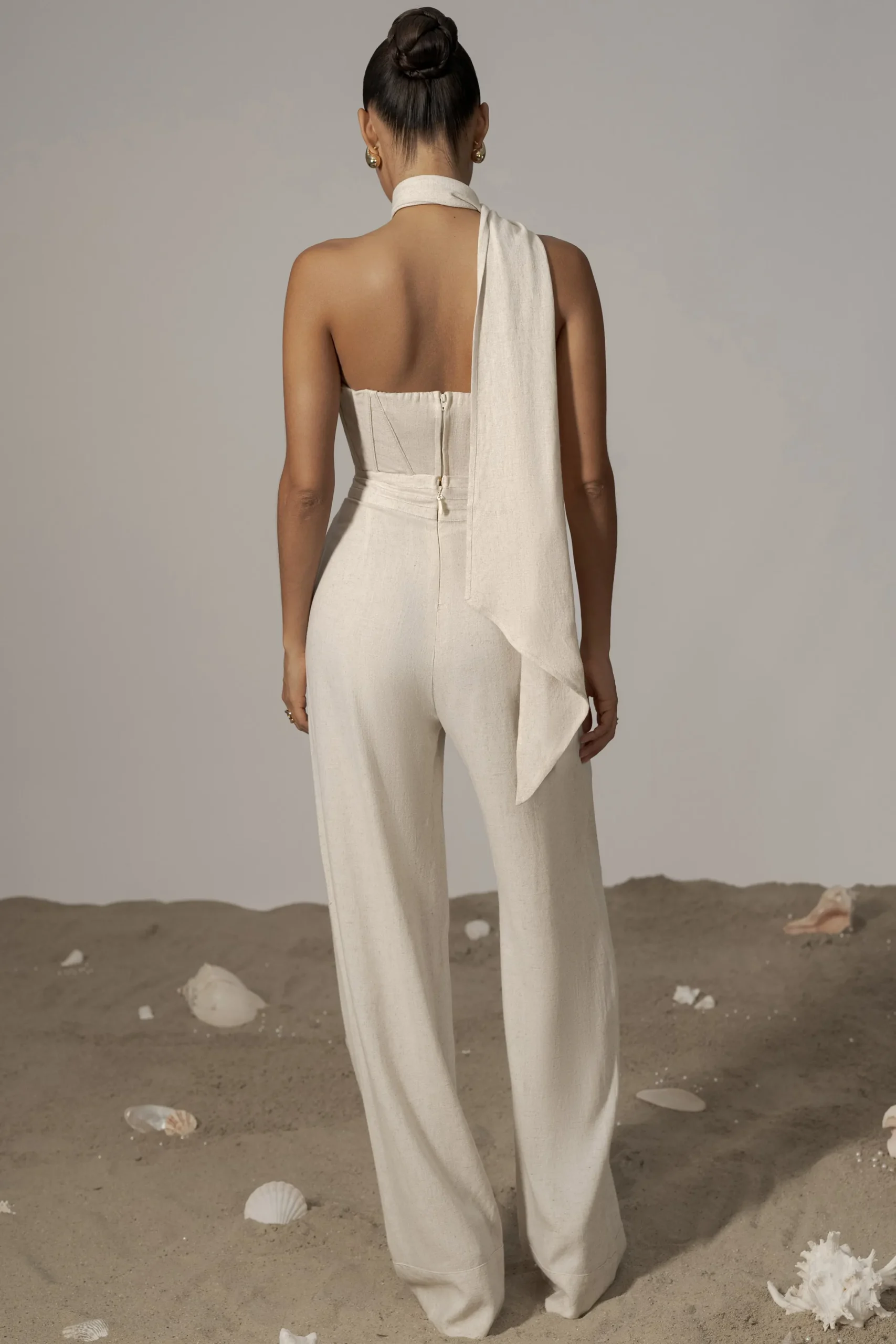 JLUXLABEL Natural Villa Views Linen Trousers