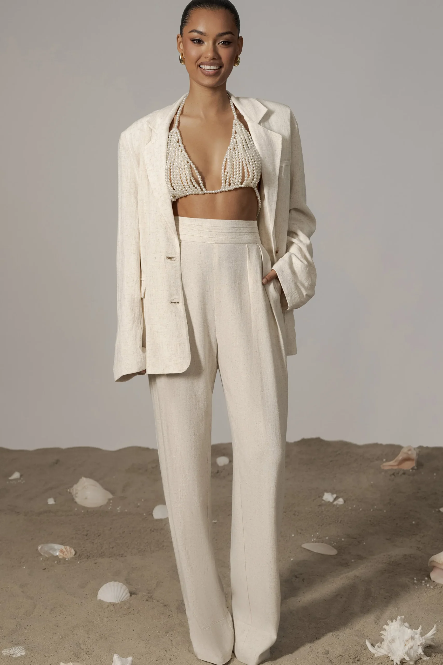 JLUXLABEL Natural Villa Views Linen Trousers