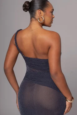 JLUXLABEL Navy Alari One Shoulder Maxi Dress