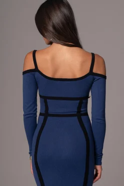 JLUXLABEL Navy Debora Knit Midi Dress