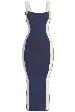 JLUXLABEL Navy Donna Knit Midi Dress