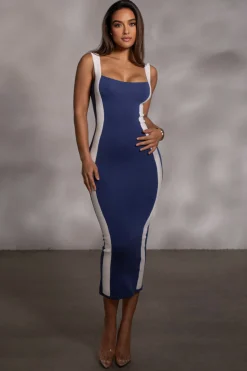 JLUXLABEL Navy Donna Knit Midi Dress