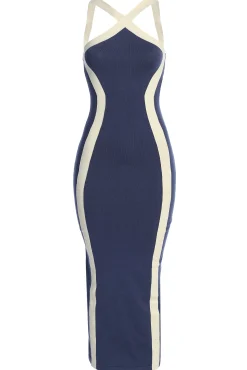 JLUXLABEL Navy  Fabiola Contrast Maxi Dress