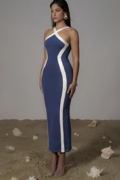JLUXLABEL Navy Fabiola Contrast Maxi Dress