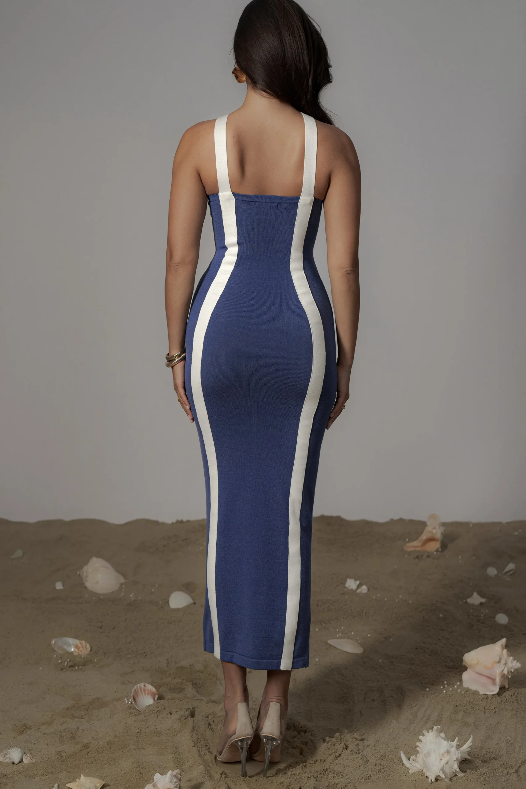 JLUXLABEL Navy Fabiola Contrast Maxi Dress