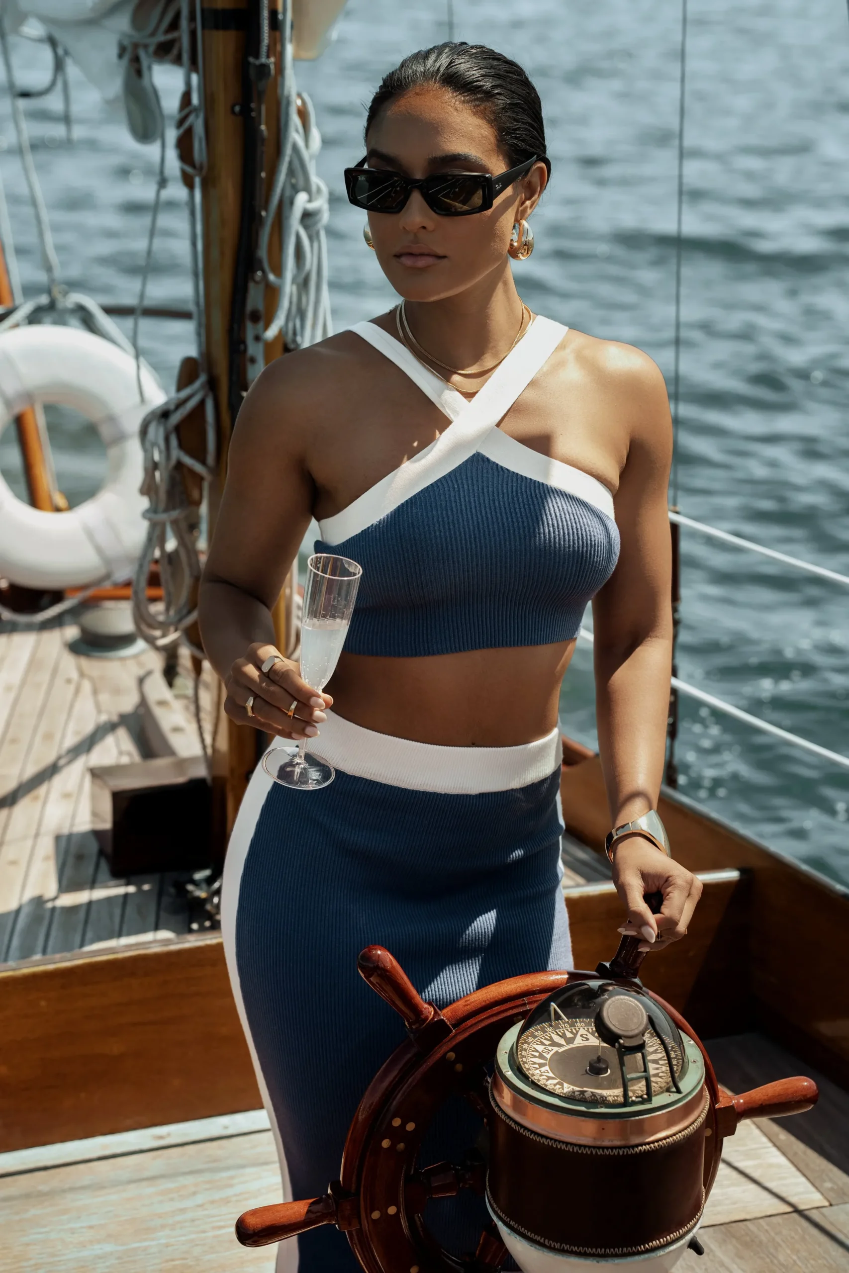 JLUXLABEL Navy Heartbreaker Two-Piece Skirt Set