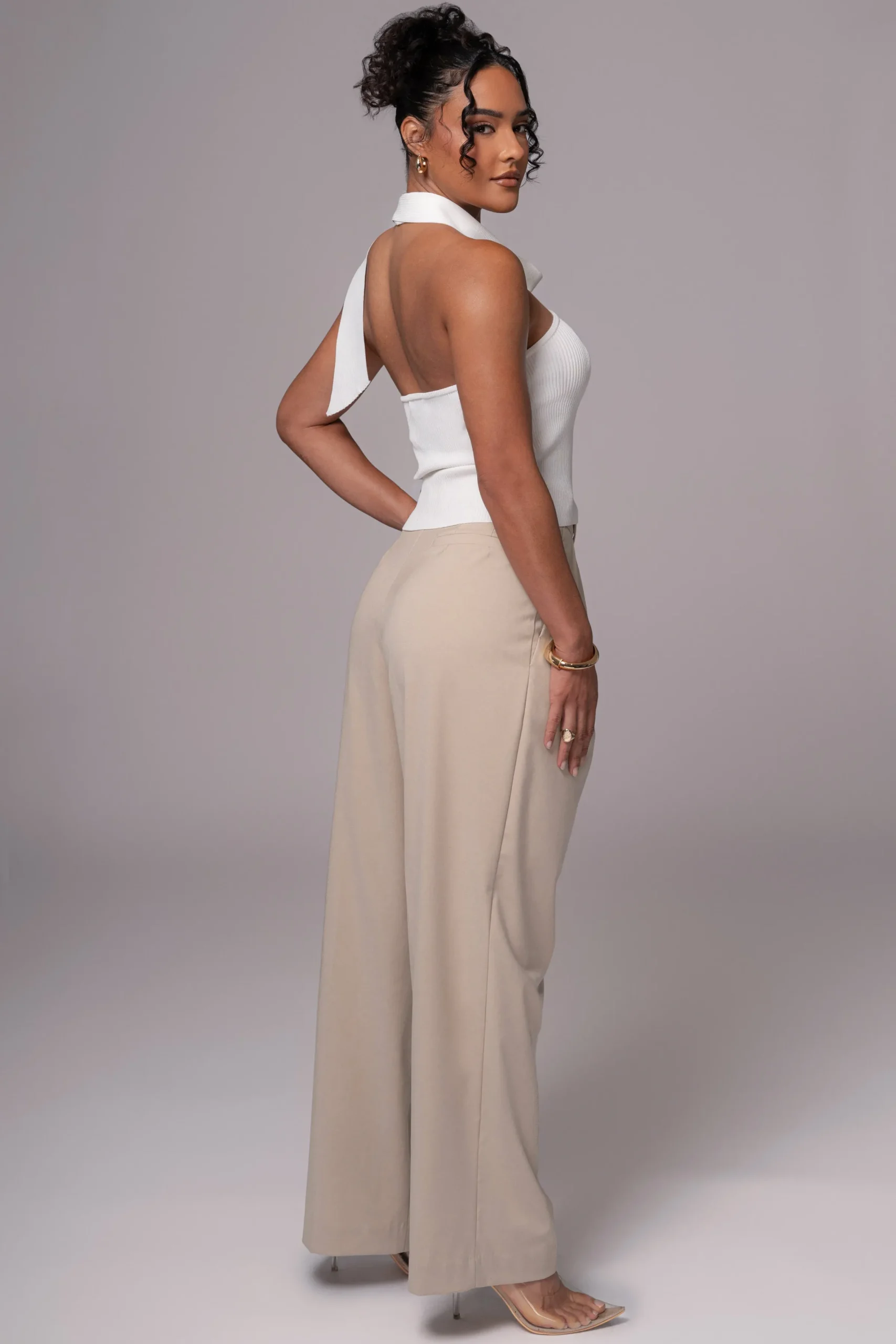 JLUXLABEL Off White Anderson Ribbed Top