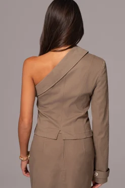 JLUXLABEL Olive Amal One Shoulder Top