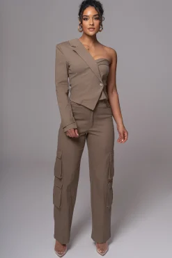 JLUXLABEL Olive Amal One Shoulder Top