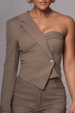 JLUXLABEL Olive Amal One Shoulder Top