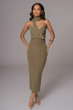 JLUXLABEL Olive Coastland Linen Skirt