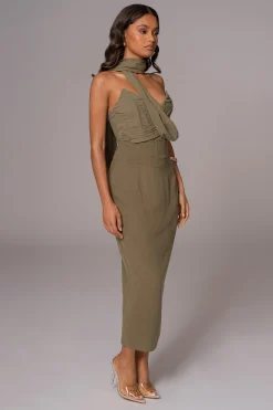 JLUXLABEL Olive Coastland Linen Skirt