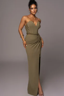 JLUXLABEL Olive Destination Linen Skirt Set