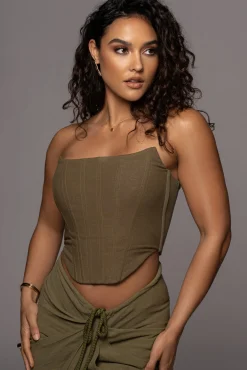 JLUXLABEL Olive Fenix Reversible Linen Corset