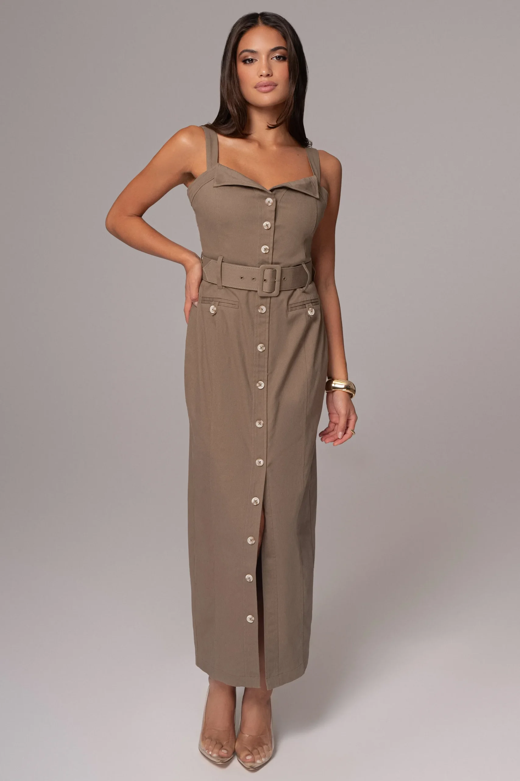 JLUXLABEL Olive Forever Summer Belted Dress