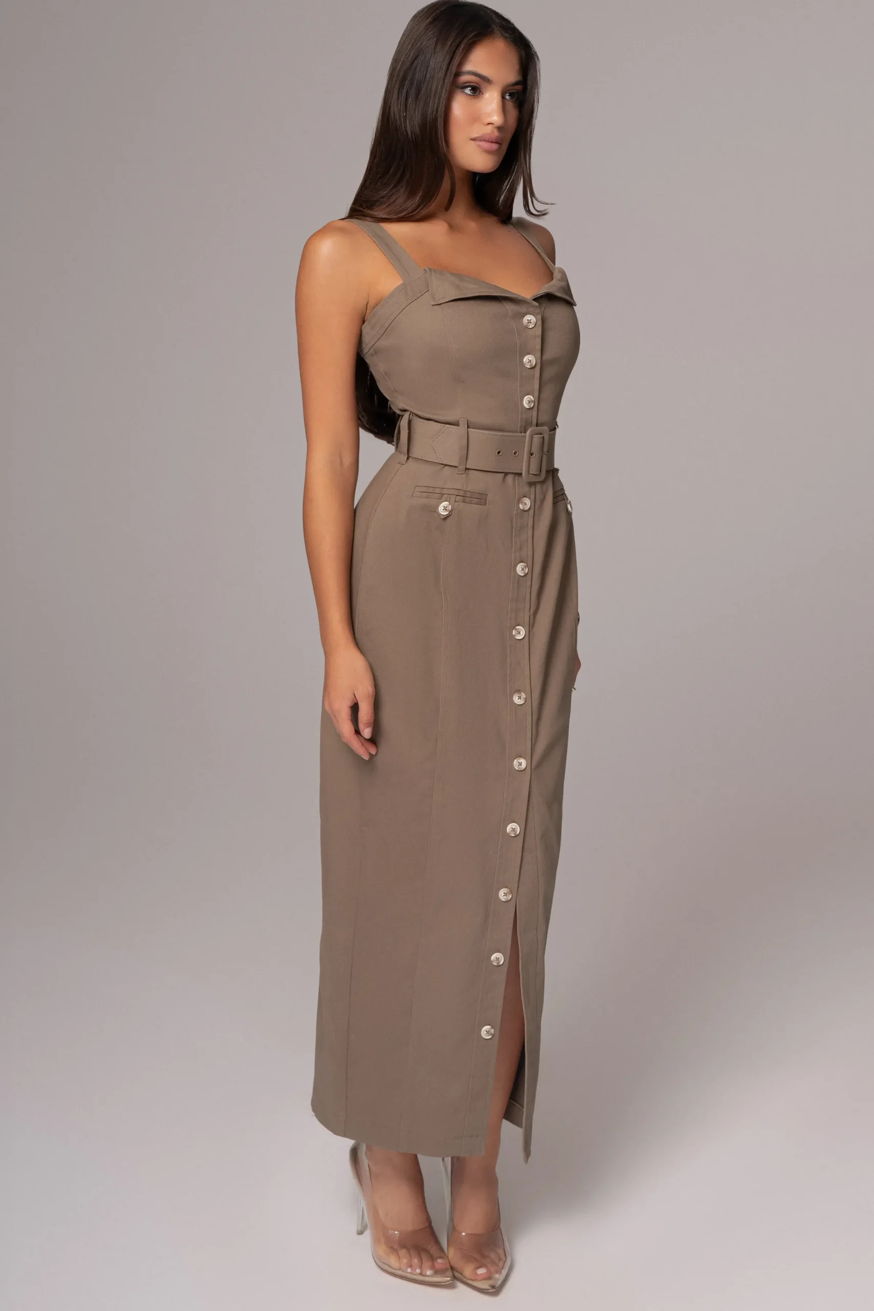 JLUXLABEL Olive Forever Summer Belted Dress