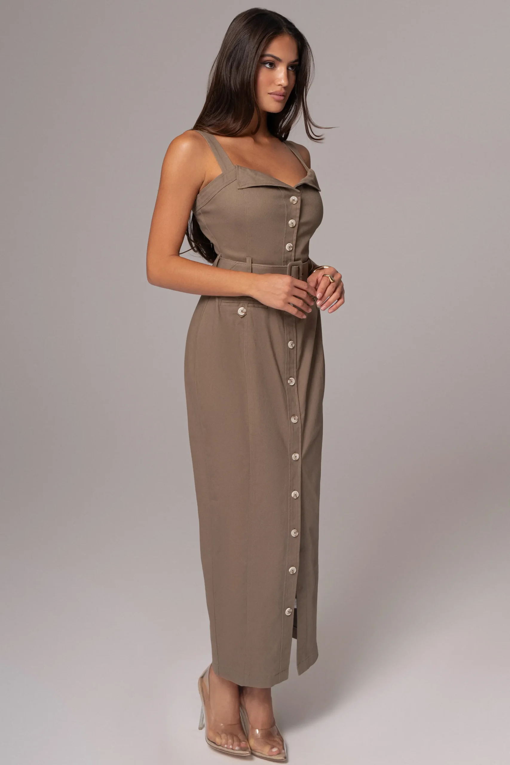 JLUXLABEL Olive Forever Summer Belted Dress