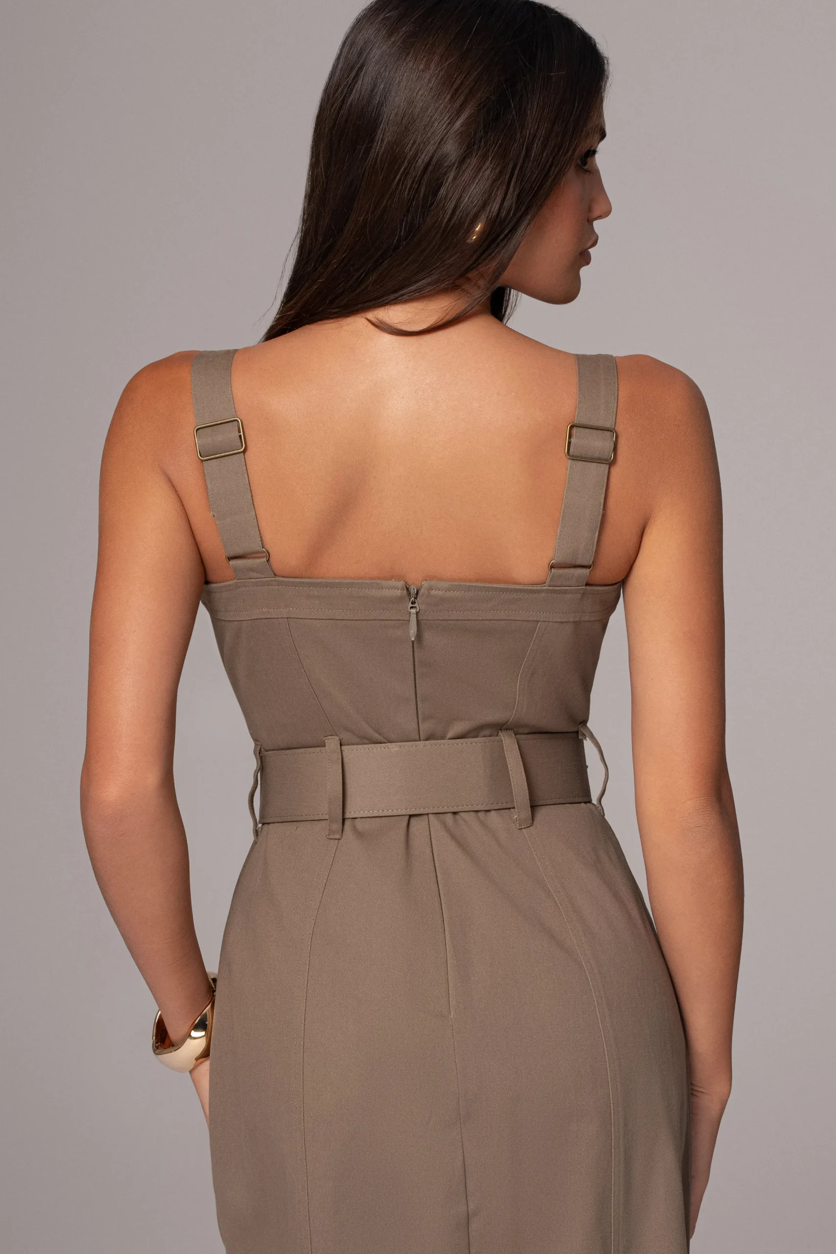 JLUXLABEL Olive Forever Summer Belted Dress