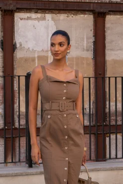 JLUXLABEL Olive Forever Summer Belted Dress
