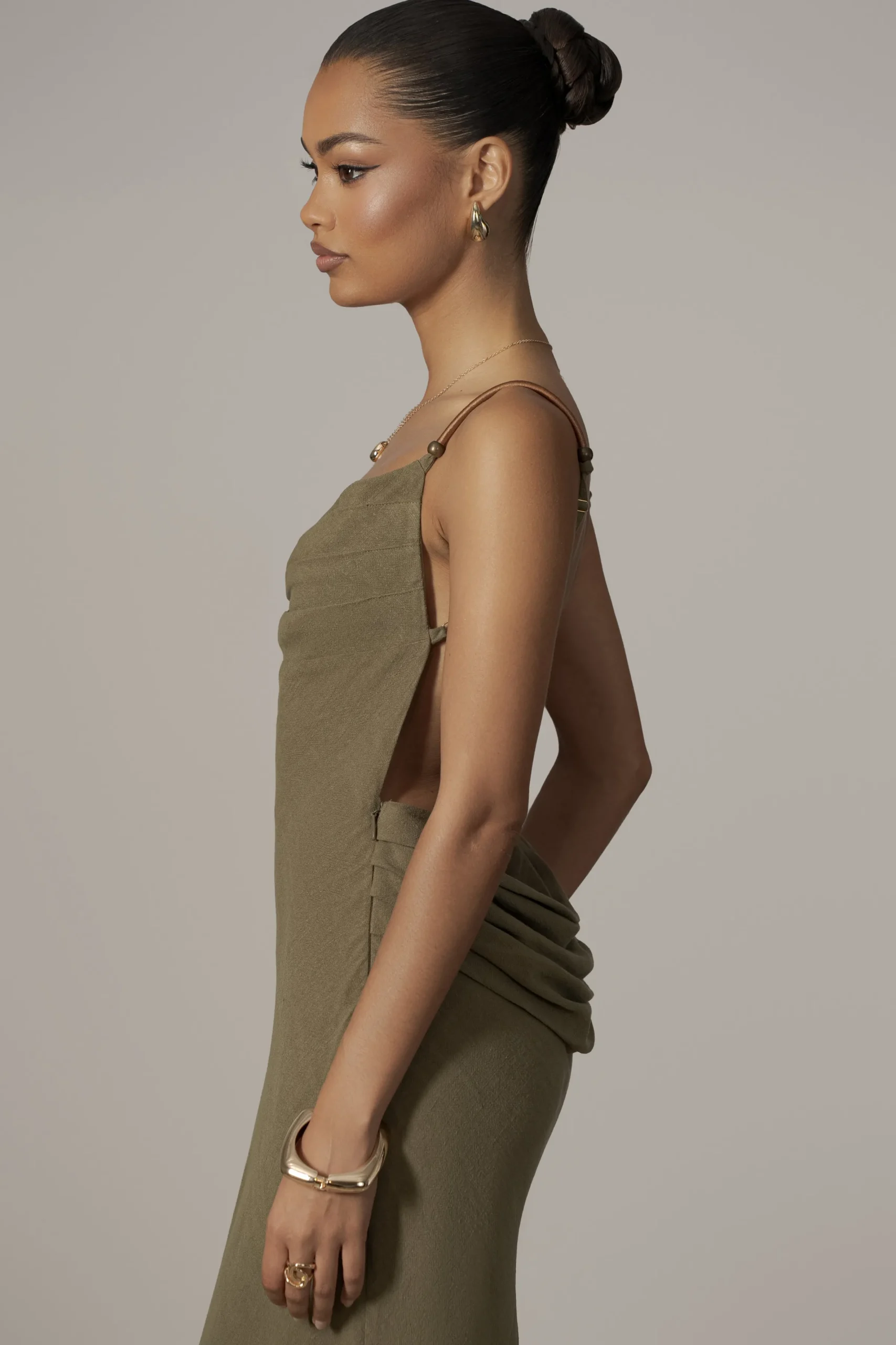 JLUXLABEL Olive Getaway Linen Maxi Dress