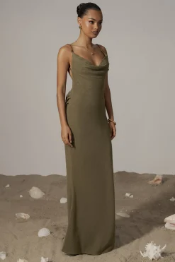JLUXLABEL Olive Getaway Linen Maxi Dress