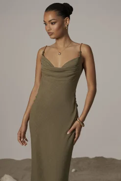 JLUXLABEL Olive Getaway Linen Maxi Dress