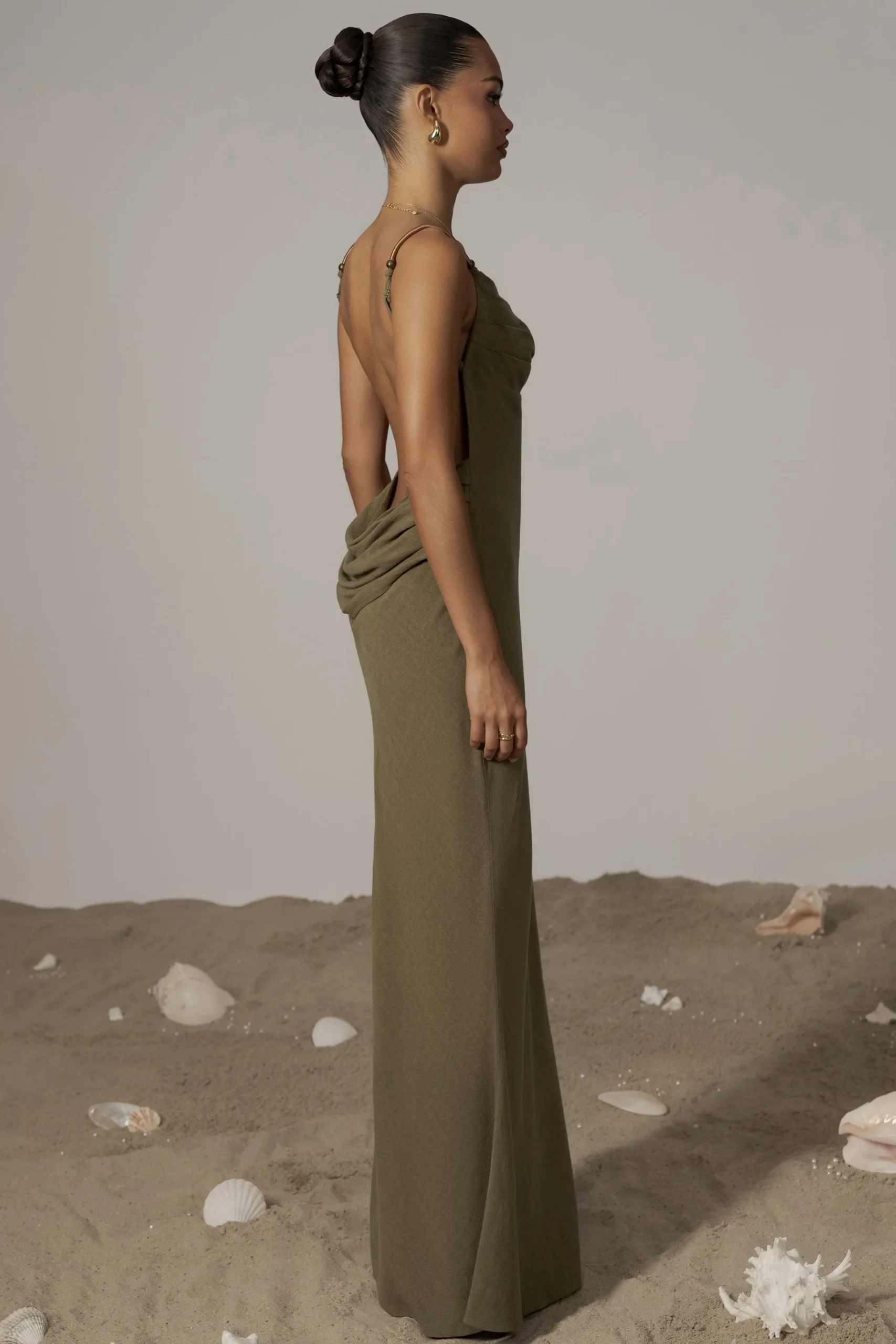 JLUXLABEL Olive Getaway Linen Maxi Dress