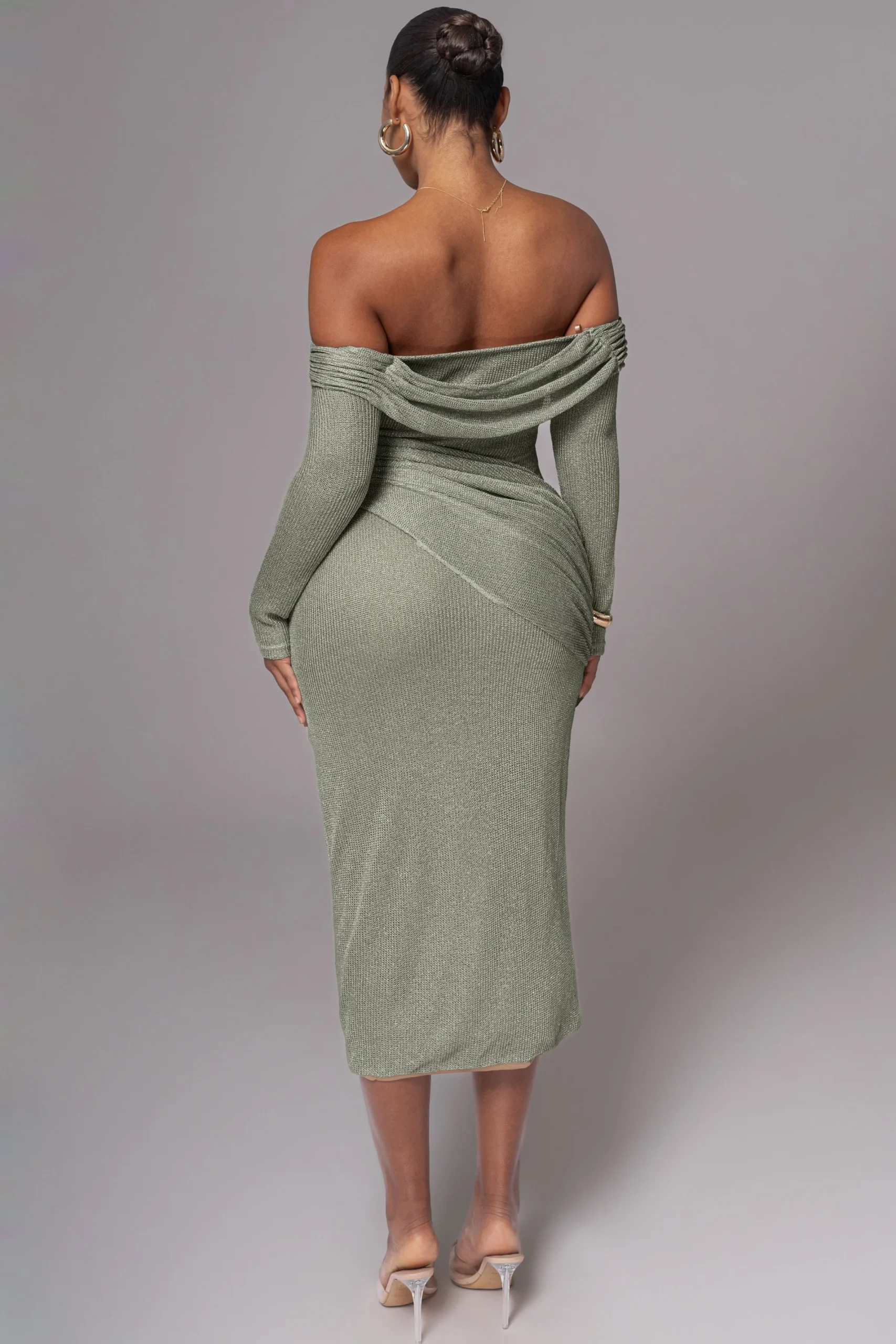 JLUXLABEL Olive Island Elegance Drape Dress