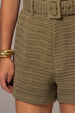 JLUXLABEL Olive Kelsie Belted Shorts