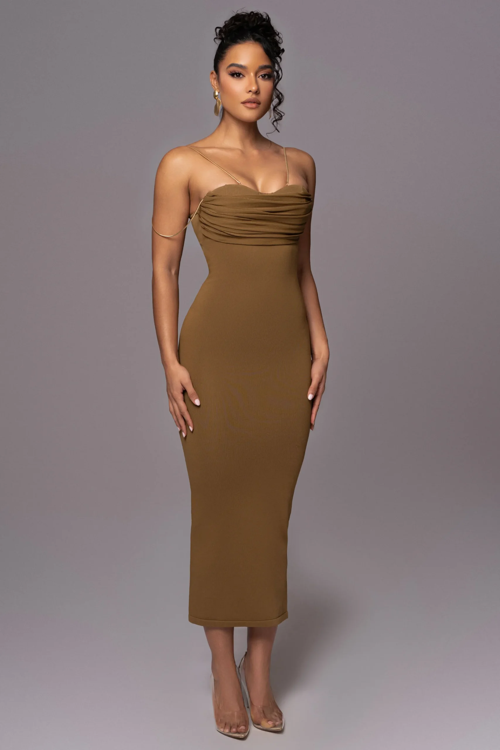 JLUXLABEL Olive La Lune Drape Midi Dress