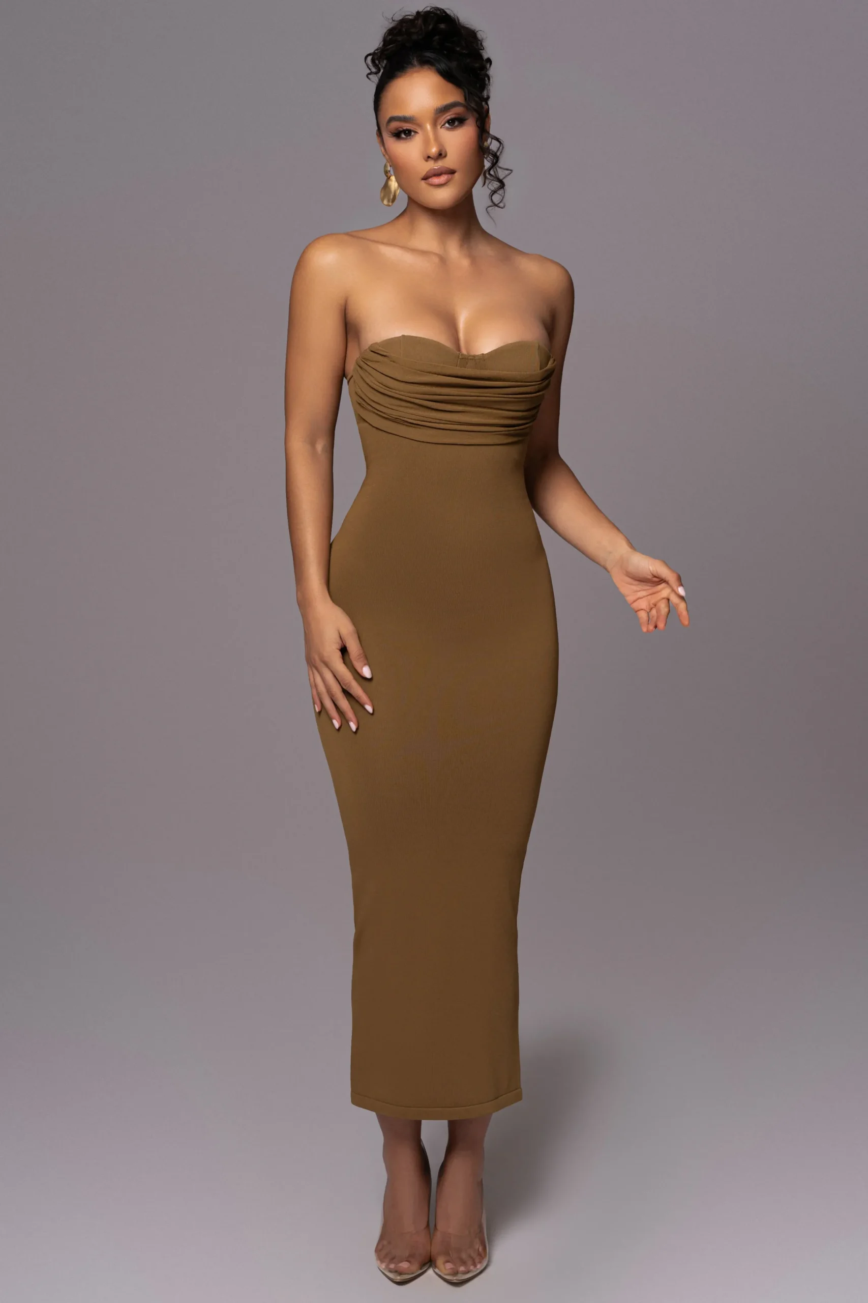 JLUXLABEL Olive La Lune Drape Midi Dress