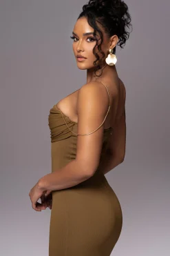 JLUXLABEL Olive La Lune Drape Midi Dress