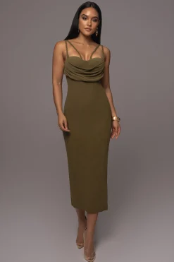 JLUXLABEL Olive Linen Visions Of You Dress