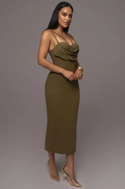 JLUXLABEL Olive Linen Visions Of You Dress