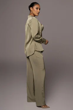 JLUXLABEL Olive Misty Button Up