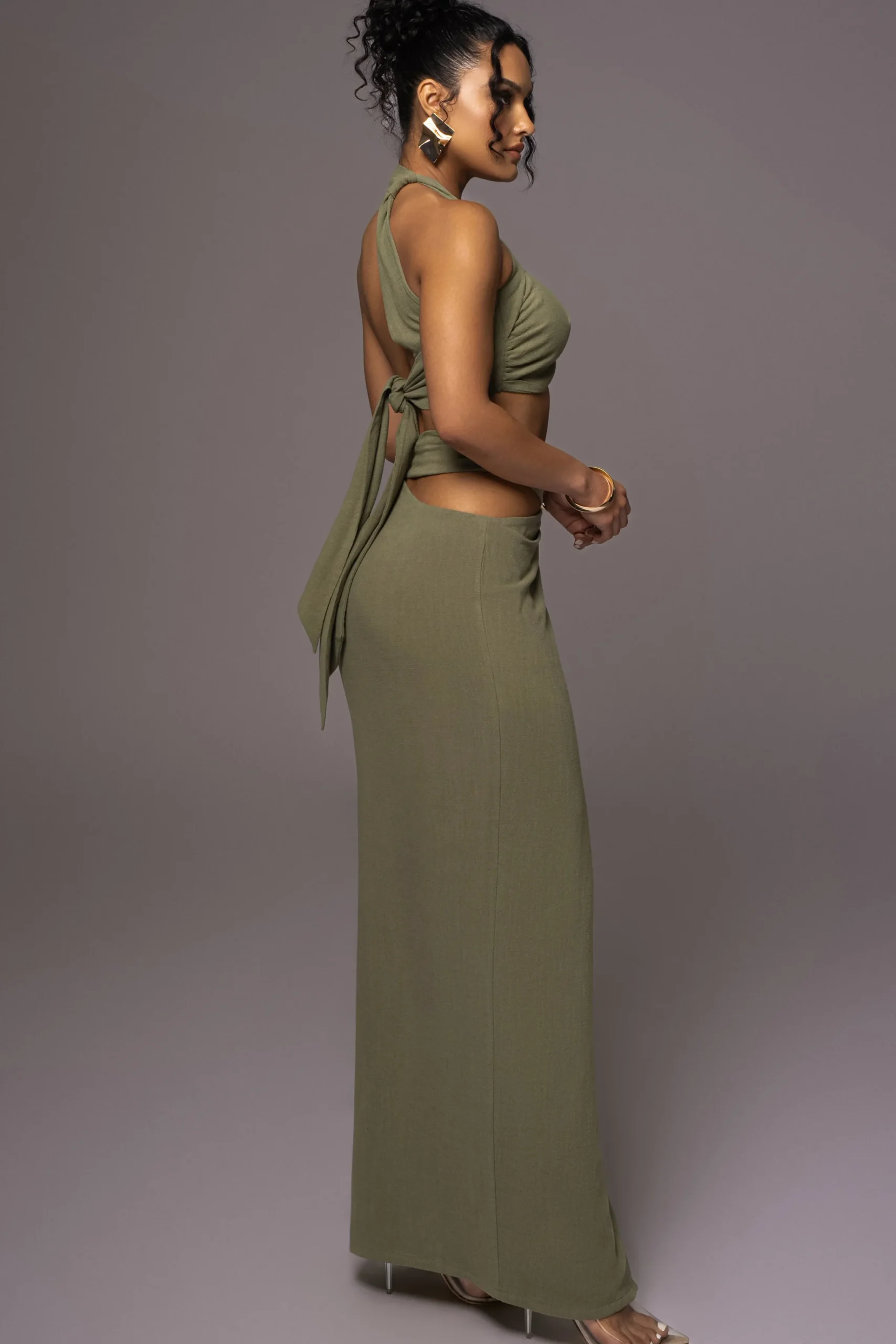JLUXLABEL Olive New Age Two Piece Skirt Set