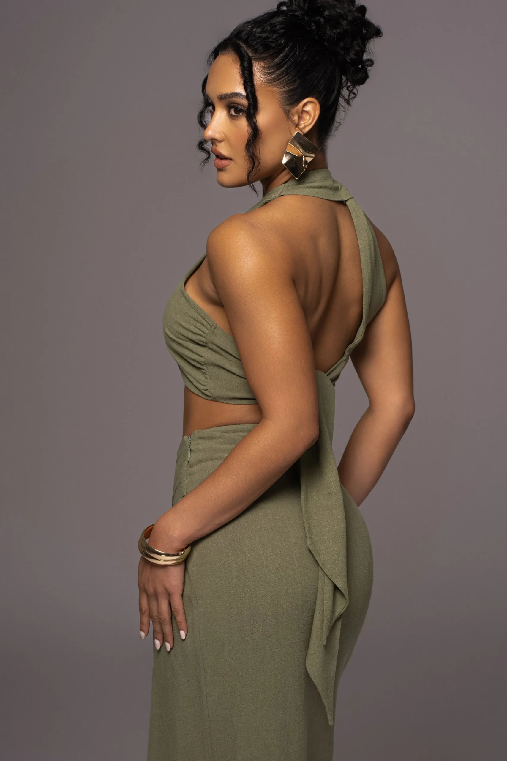 JLUXLABEL Olive New Age Two Piece Skirt Set