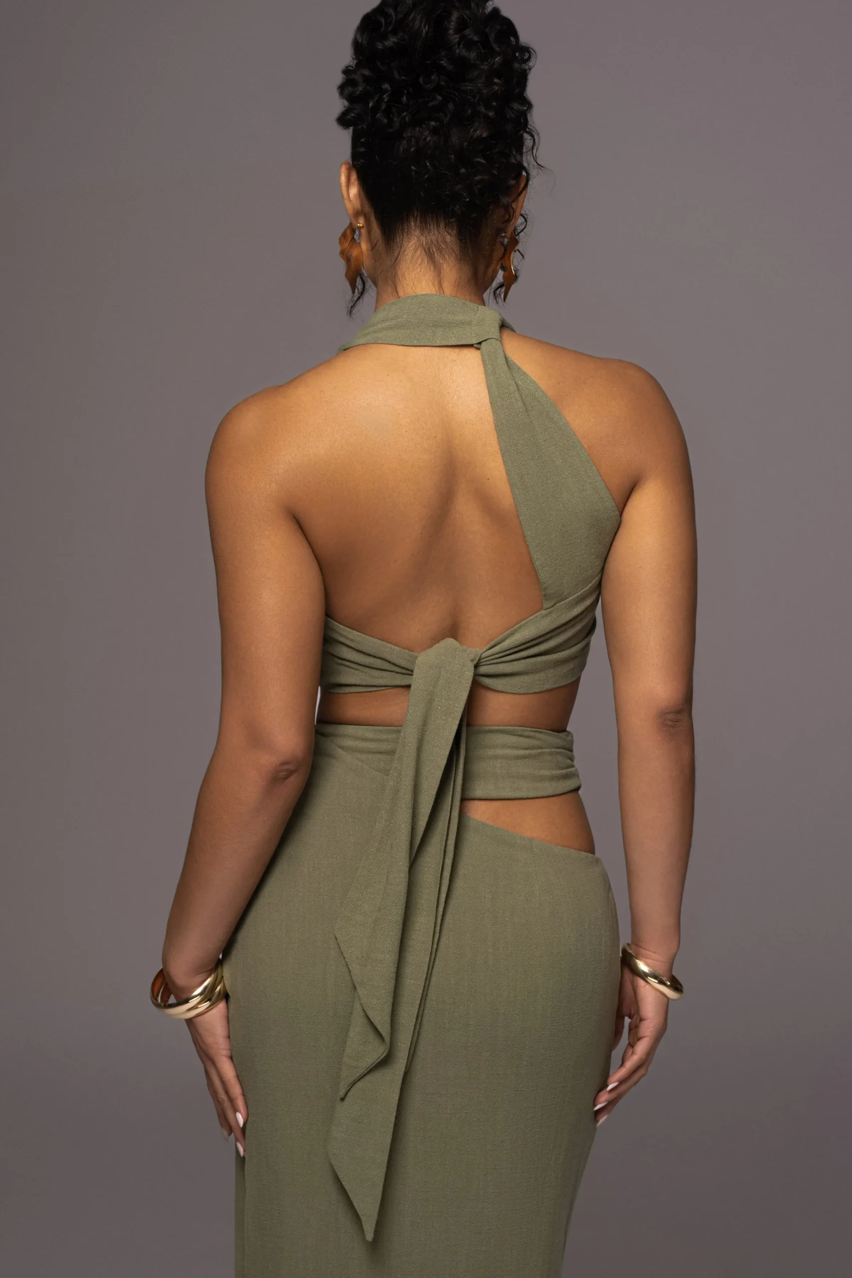JLUXLABEL Olive New Age Two Piece Skirt Set