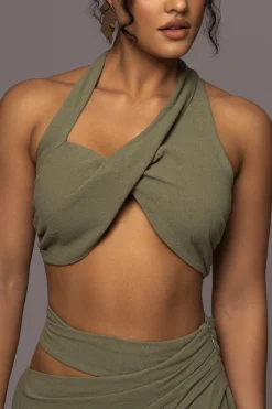 JLUXLABEL Olive New Age Two Piece Skirt Set