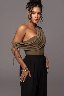 JLUXLABEL Olive New Obsession Draped Top