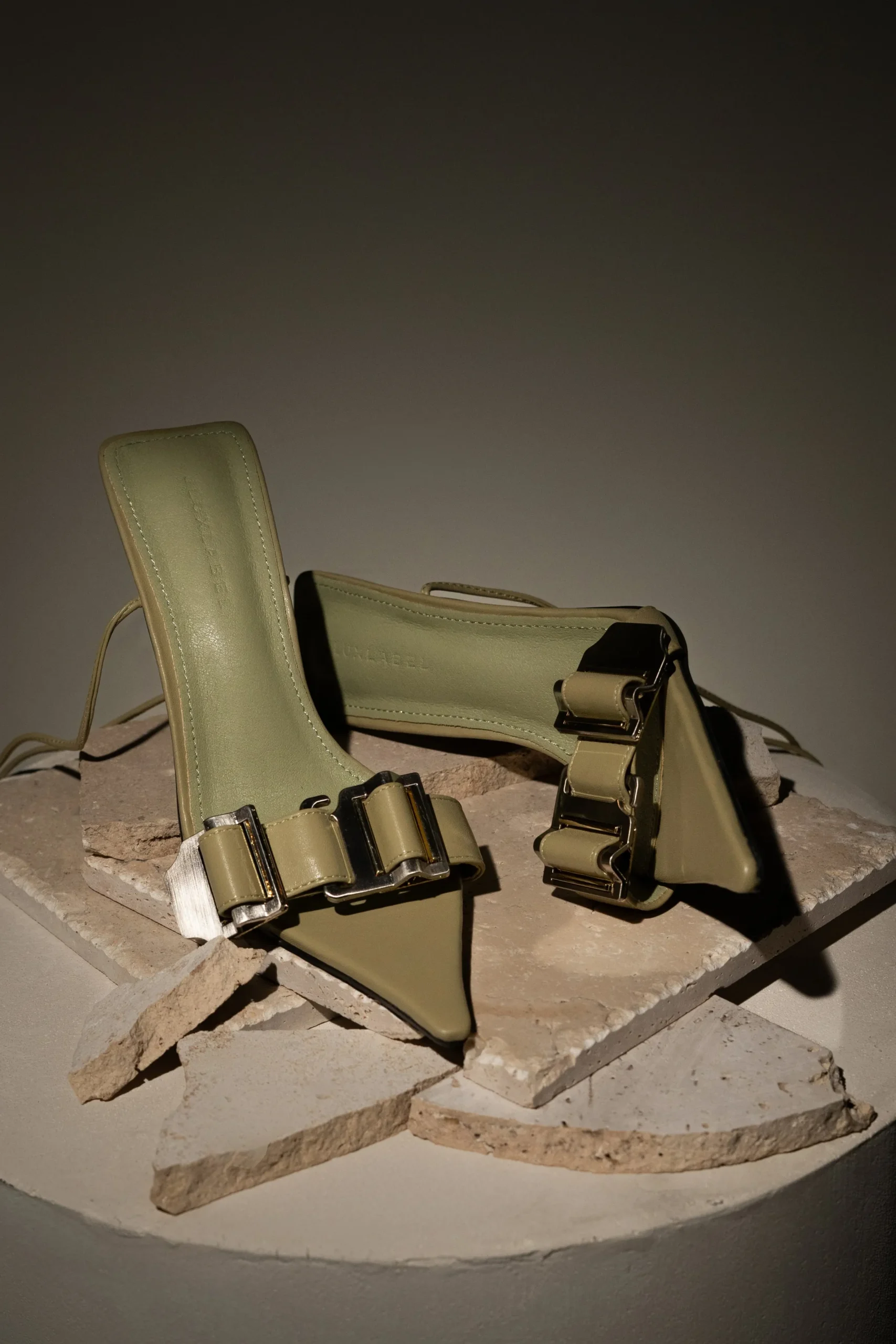 JLUXLABEL Olive Regal Pointed Toe Heels