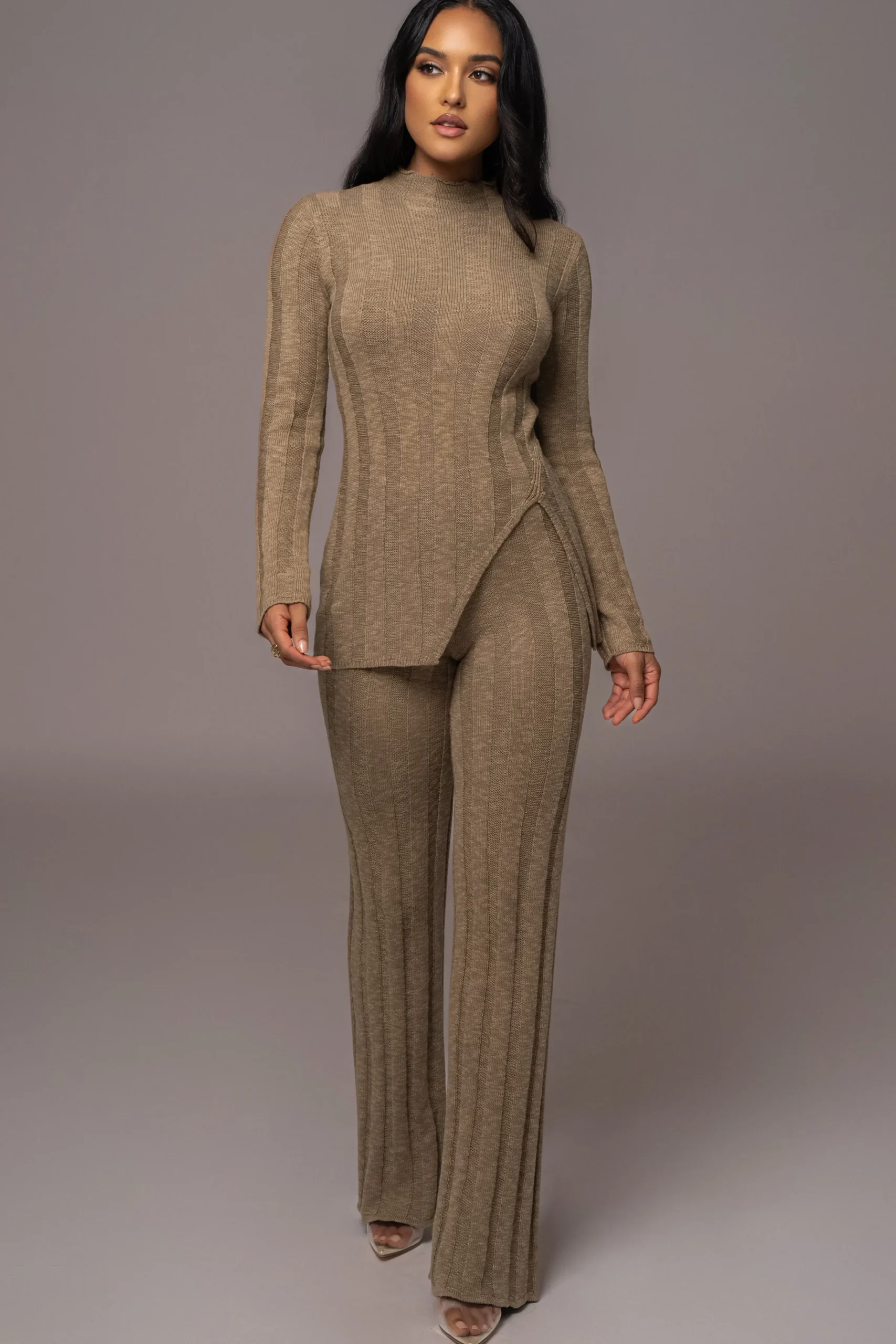 JLUXLABEL Olive Take A Chance Ribbed Pant Set