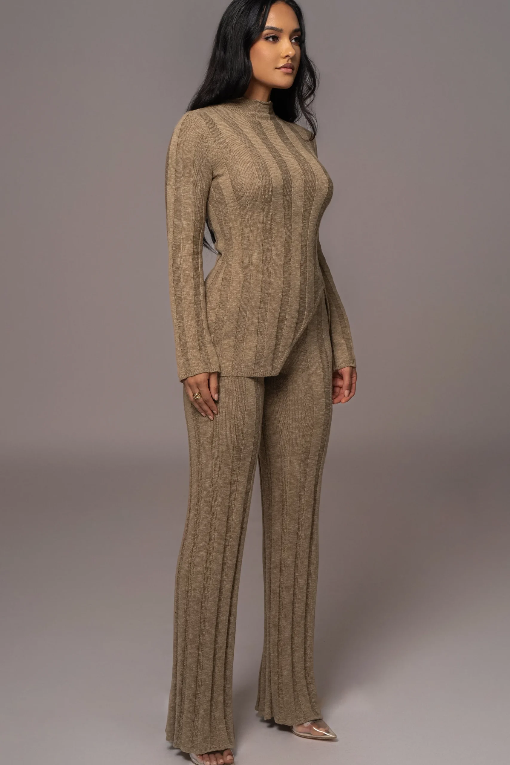 JLUXLABEL Olive Take A Chance Ribbed Pant Set