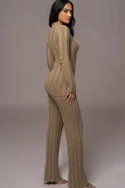 JLUXLABEL Olive Take A Chance Ribbed Pant Set