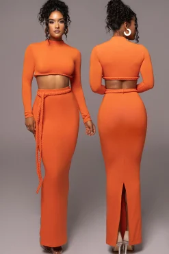 JLUXLABEL Orange City Love Two-Piece Skirt Set