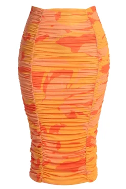 JLUXLABEL Orange Costa Rica Floral Skirt