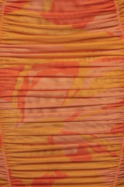 JLUXLABEL Orange Costa Rica Floral Skirt