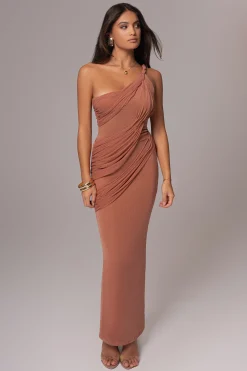 JLUXLABEL Peach Alari One Shoulder Maxi Dress